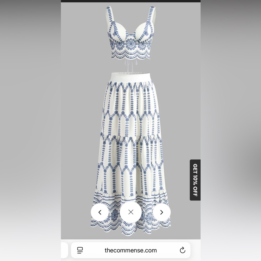 Commense Printed Tie Back Skirt Set Size Small